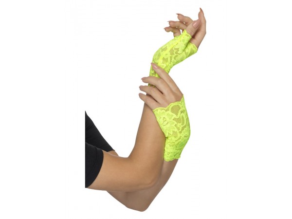 80's Fingerless Neon Green Lace Gloves